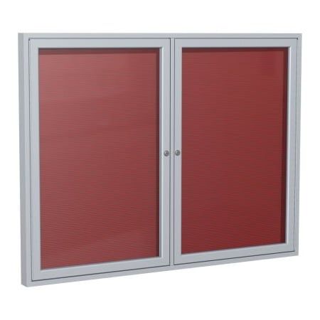 Ghent Ghent Enclosed Letter Board - Outdoor / Indoor - 2 Door - Burgundy Board w/Silver Frame - 48" x 60" PA24860BX-BG